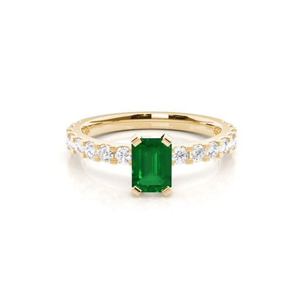 Prong Setting Emerald Side Stone Ring