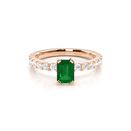 Prong Setting Emerald Side Stone Ring