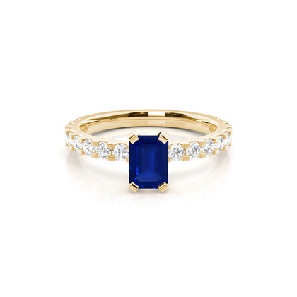 Emerald Yellow Gold Gemstone Diamond Rings