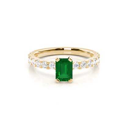 Prong Setting Emerald Side Stone Ring