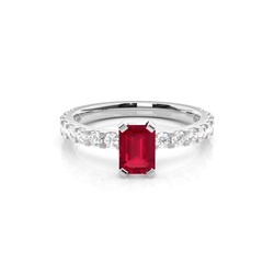 Prong Setting Ruby Side Stone Ring