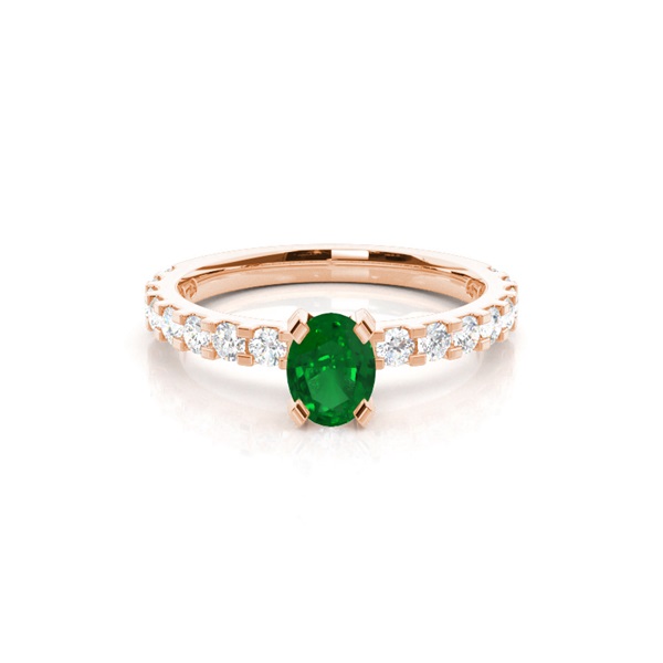Prong Setting Oval Emerald Side Stone Ring