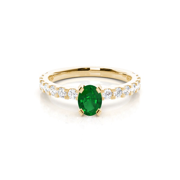 Prong Setting Oval Emerald Side Stone Ring