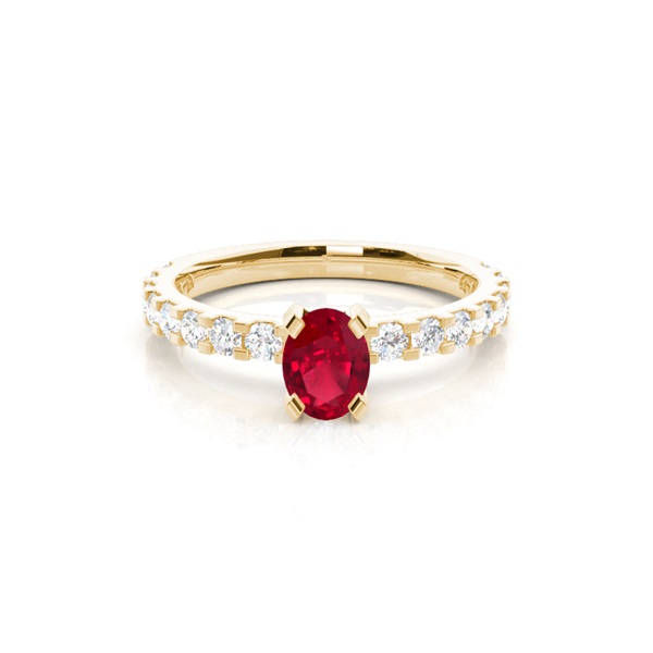 Prong Setting Oval Ruby Side Stone Ring