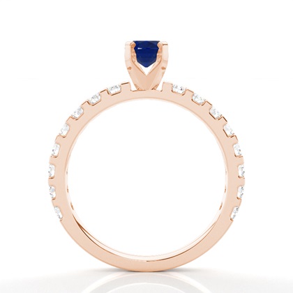 Zinkeneinstellung Oval Blue Sapphire Side Stone Ring