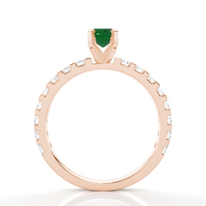 Zinkeneinstellung Ovaler Smaragd-Seitensteinring