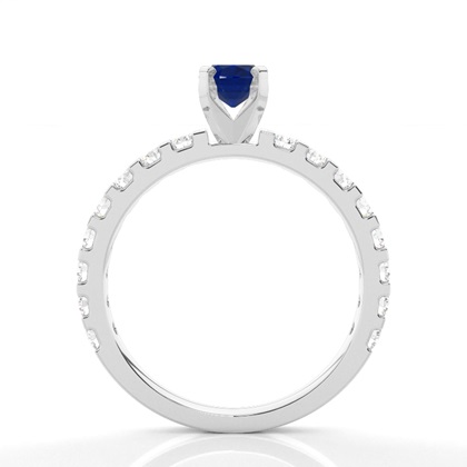 Zinkeneinstellung Oval Blue Sapphire Side Stone Ring