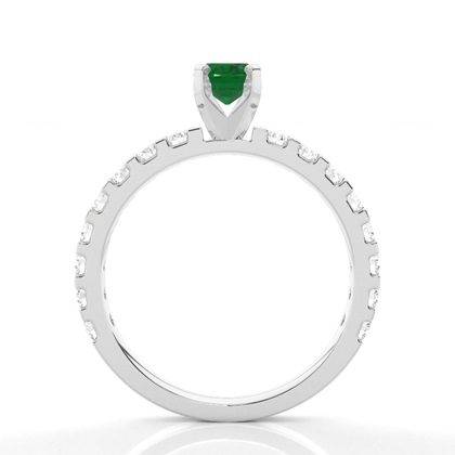 Zinkeneinstellung Ovaler Smaragd-Seitensteinring