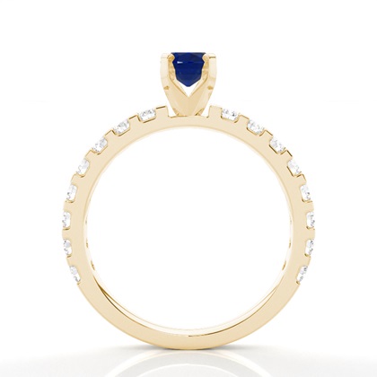 Zinkeneinstellung Oval Blue Sapphire Side Stone Ring