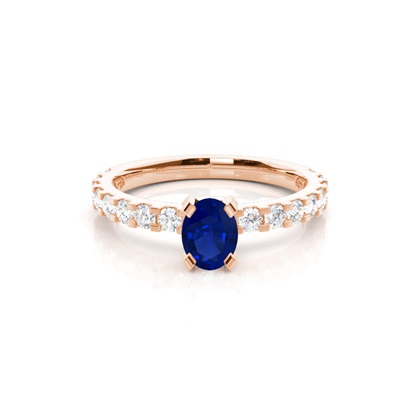 Oval Rose Gold Gemstone Diamond Rings