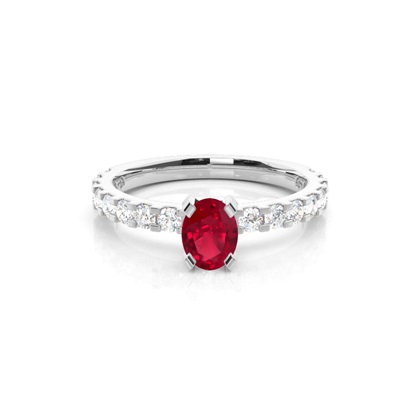 Prong Setting Oval Ruby Side Stone Ring