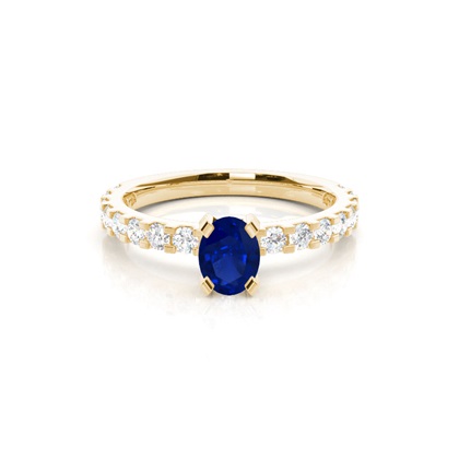Oval Yellow Gold Gemstone Diamond Rings