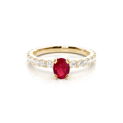 Prong Setting Oval Ruby Side Stone Ring