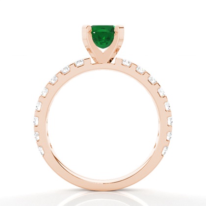 Zinkeneinstellung Runder Smaragd-Seitensteinring