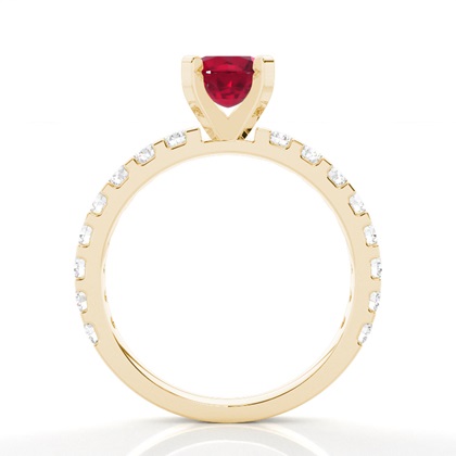 Prong Setting Round Ruby Side Stone Ring