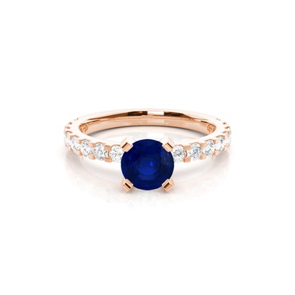 Round Rose Gold Gemstone Diamond Rings