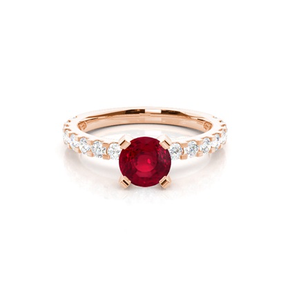 Prong Setting Round Ruby Side Stone Ring