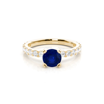 Round Yellow Gold Gemstone Diamond Rings
