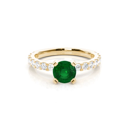 Prong Setting Round Emerald Side Stone Ring