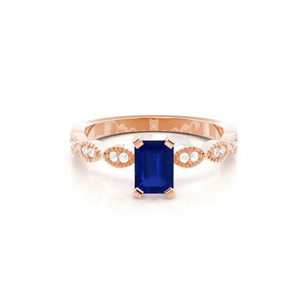 Prong Setting Blue Sapphire Side Stone Ring