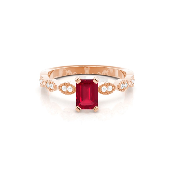 Prong Setting Ruby Side Stone Ring