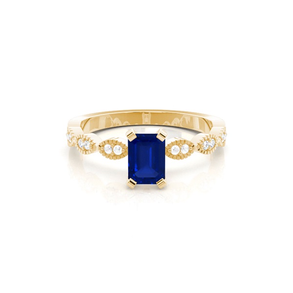 Prong Setting Blue Sapphire Side Stone Ring