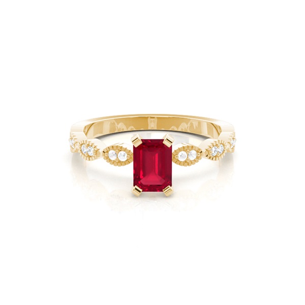 Prong Setting Ruby Side Stone Ring