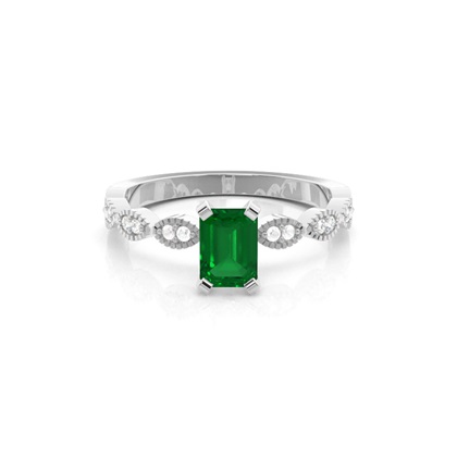 Prong Setting Emerald Side Stone Ring