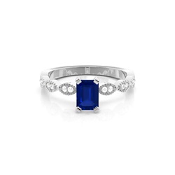 Prong Setting Blue Sapphire Side Stone Ring