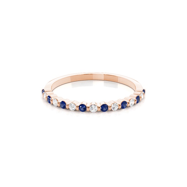 Prong Setting Round Blue Sapphire Half Eternity Ring
