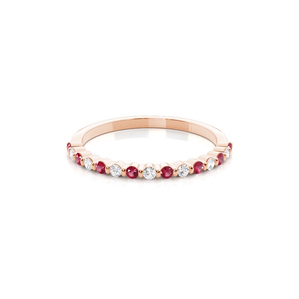 Prong Setting Round Ruby Half Eternity Ring
