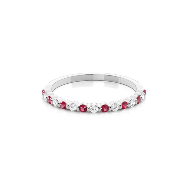 Prong Setting Round Ruby Half Eternity Ring