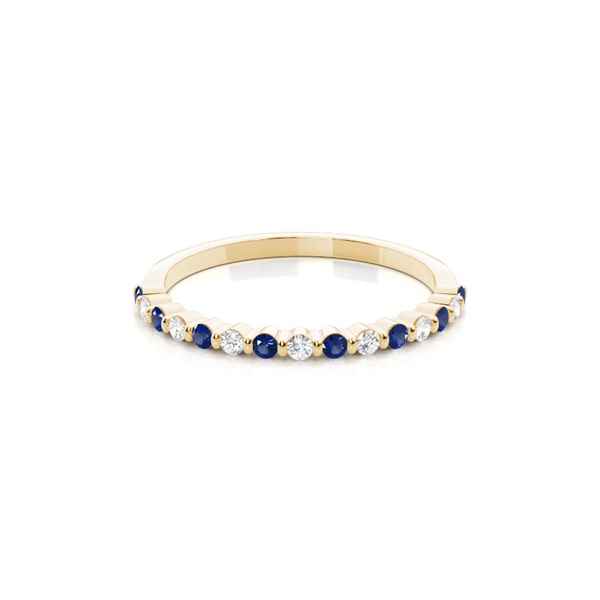 Prong Setting Round Blue Sapphire Half Eternity Ring