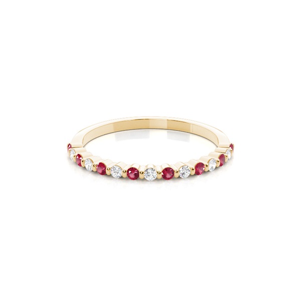 Prong Setting Round Ruby Half Eternity Ring
