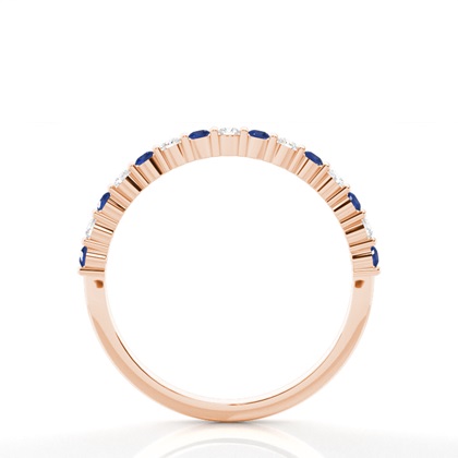 Zinkeneinstellung Runder blauer Saphir-Ring der halben Ewigkeit