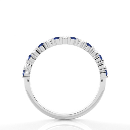 Zinkeneinstellung Runder blauer Saphir-Ring der halben Ewigkeit