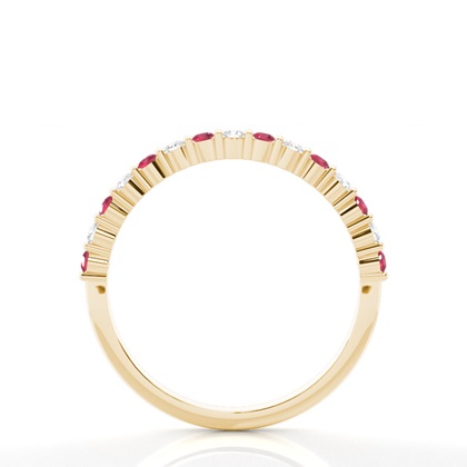 Zinkeneinstellung runder Rubinring der halben Ewigkeit