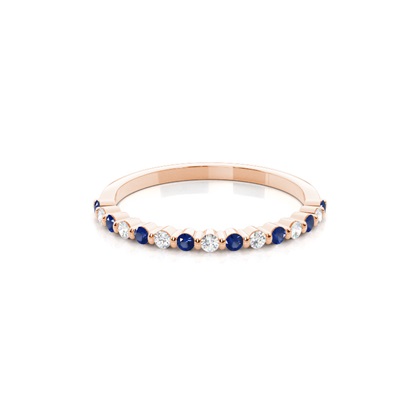 Prong Setting Round Blue Sapphire Half Eternity Ring