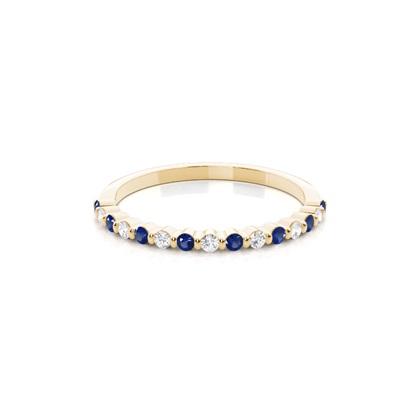Prong Setting Round Blue Sapphire Half Eternity Ring