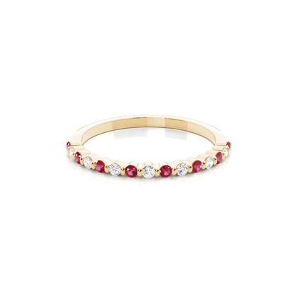 Prong Setting Round Ruby Half Eternity Ring