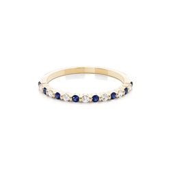 Prong Setting Round Blue Sapphire Half Eternity Ring