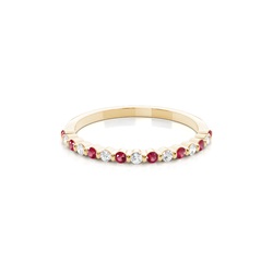 Prong Setting Round Ruby Half Eternity Ring