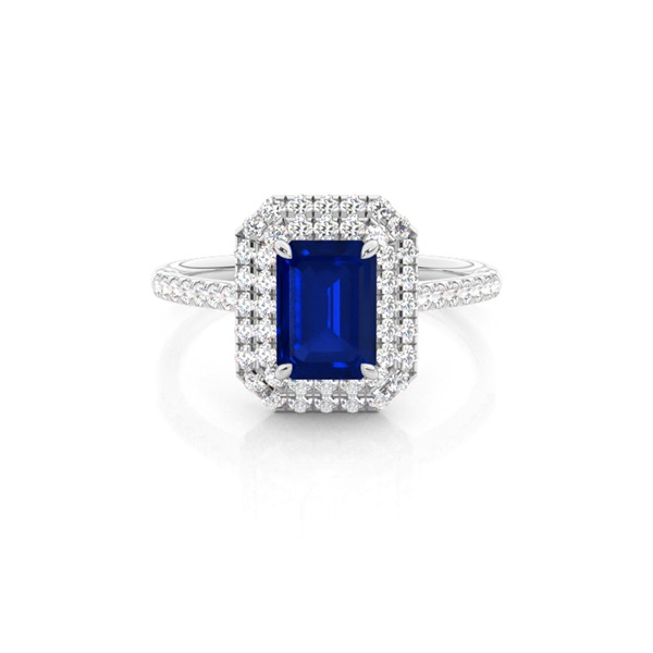 Prong Setting Blue Sapphire Halo Ring