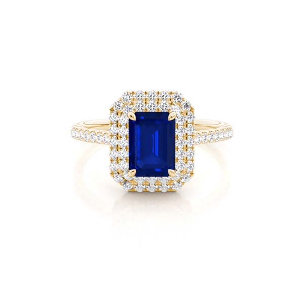 Prong Setting Blue Sapphire Halo Ring