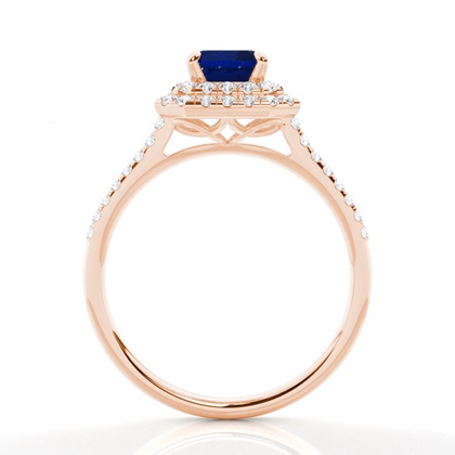 Zinkeneinstellung Blauer Saphir-Halo-Ring