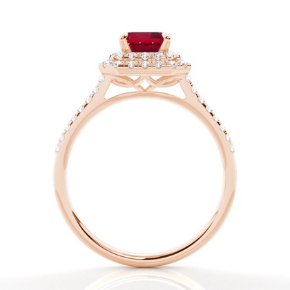 Zinkeneinstellung Ruby Halo Ring