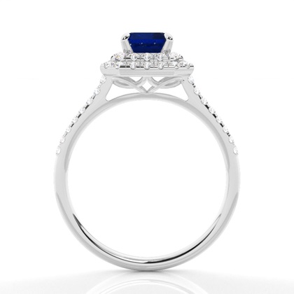 Zinkeneinstellung Blauer Saphir-Halo-Ring