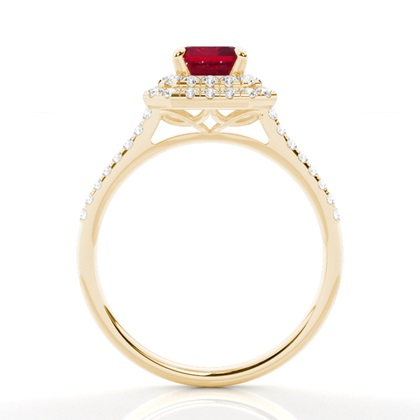 Zinkeneinstellung Ruby Halo Ring