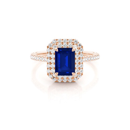 Prong Setting Blue Sapphire Halo Ring