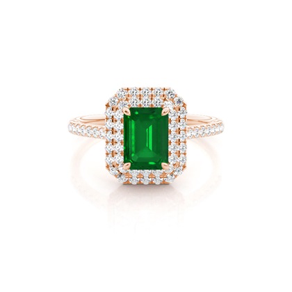 Prong Setting Emerald Halo Ring